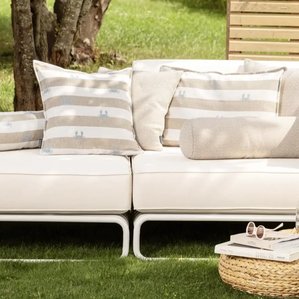 Outdoor Kissen wetterfest Magma CRAB gestreift beige 40×60 cm