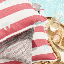 Outdoor Kissen wetterfest Magma CRAB gestreift rot 40×60 cm