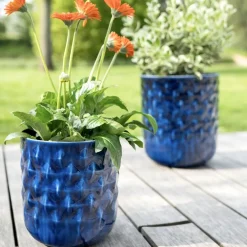 Pflanzkübel Metall Außenbereich blau Jacie 4er Set