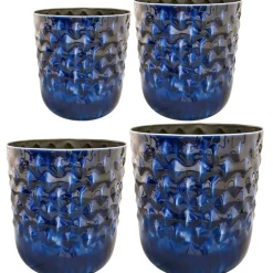 Pflanzkübel Metall Außenbereich blau Jacie 4er Set