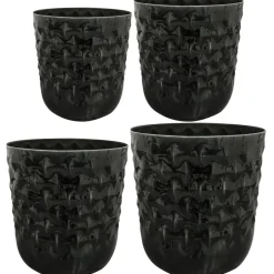 Pflanzkübel Metall Außenbereich schwarz Jacie 4er Set