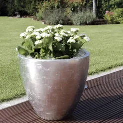 Pflanzkübel silber Hochglanz Durchmesser 42 cm