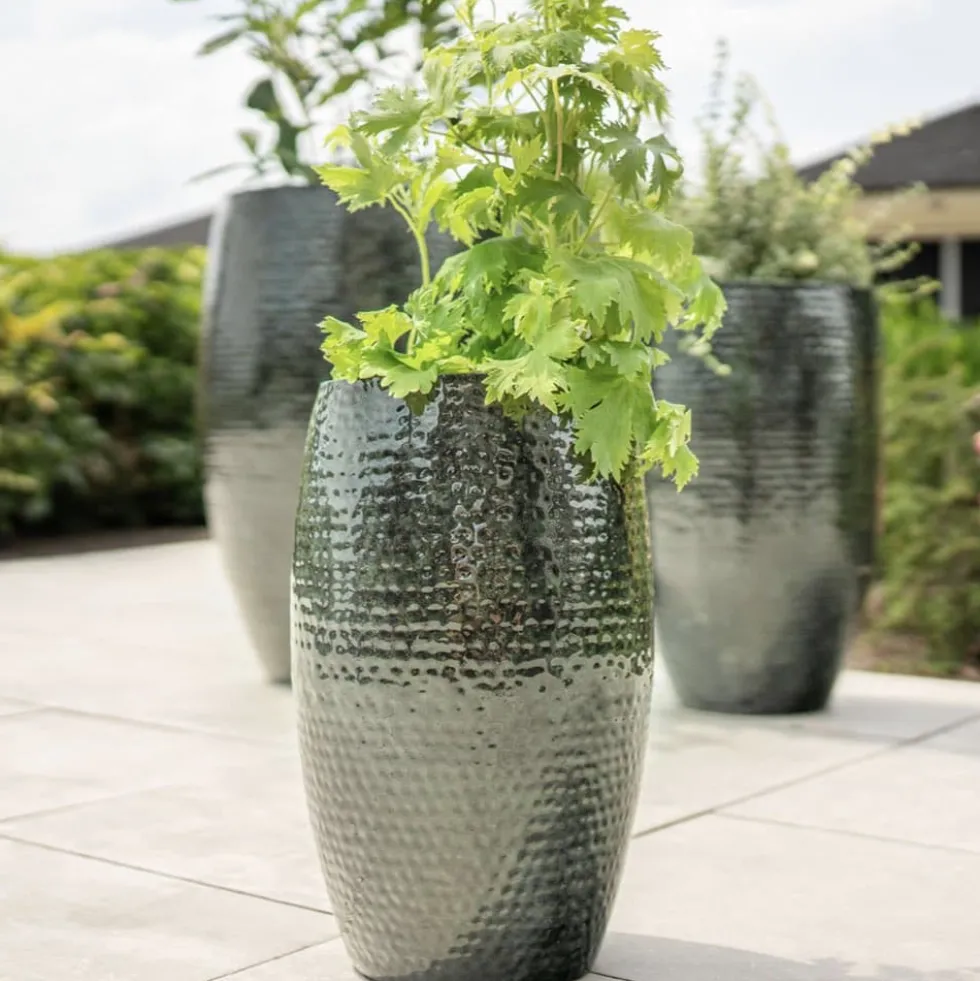 Pflanzkübel XXL Metall Thom black Höhe 49 cm