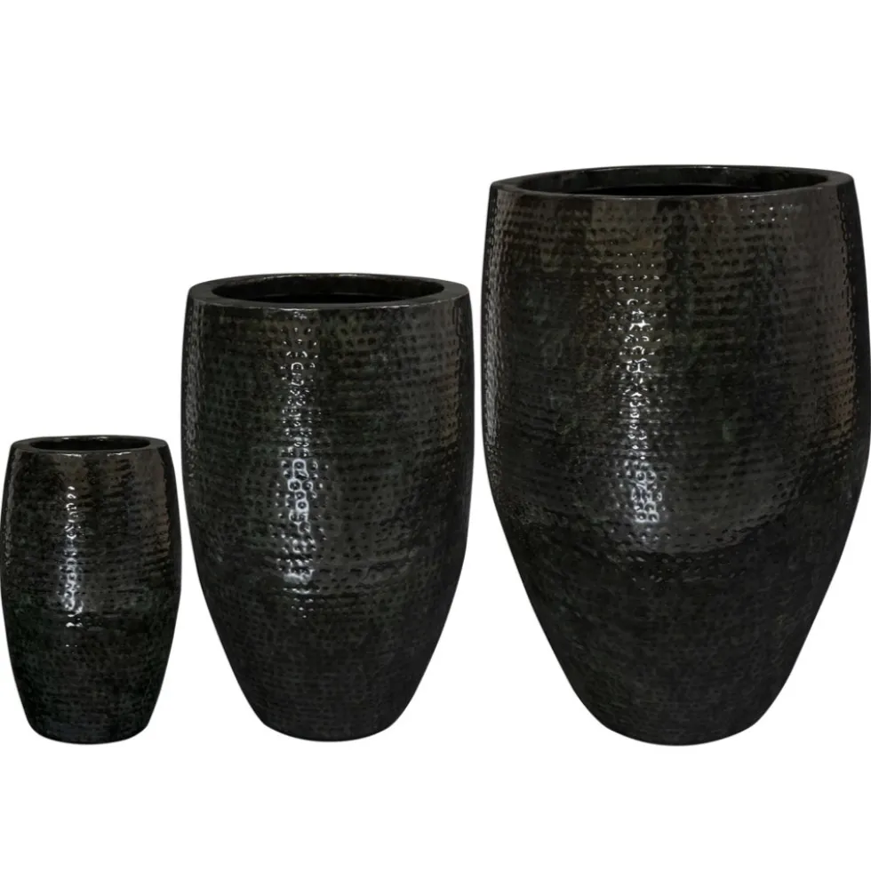 Pflanzkübel XXL Metall Thom black Höhe 49 cm