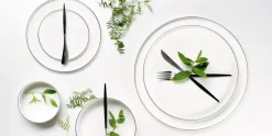 Platzteller weiß Porzellan ASA à table ligne noire D 31,5 cm