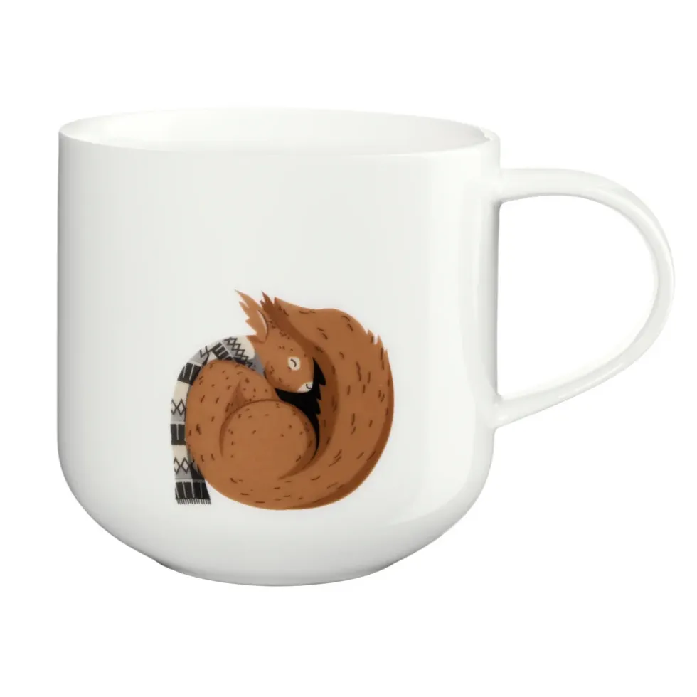Porzellan Becher Eichhörnchen Winter-Pulli | 400 ml weiß