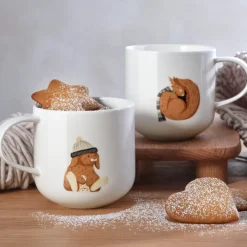 Porzellan Becher Hase Winter-Mütze | 400 ml weiß