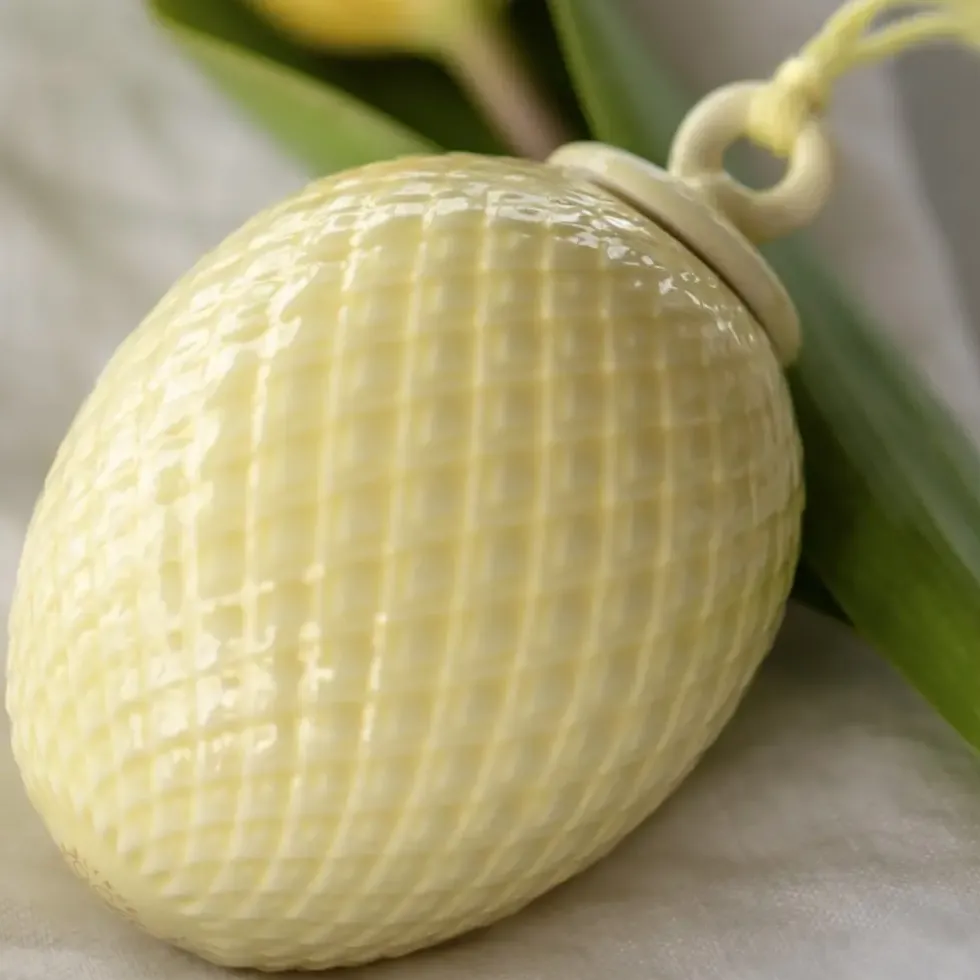 Porzellan Deko Osterei Lyngby Rhombe gelb Höhe 7 cm