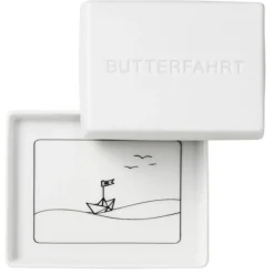 Räder Butterdose Porzellan weiß BUTTERFAHRT 14×11 cm