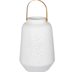 Räder Laterne Windlicht mit Henkel Zuhause weiß Höhe 14 cm