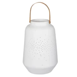 Räder Laterne Windlicht mit Henkel Zuhause weiß Höhe 14 cm