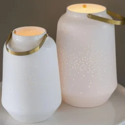Räder Laterne Windlicht mit Henkel Zuhause weiß Höhe 14 cm