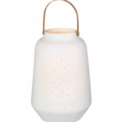 Räder Laterne Windlicht mit Henkel Zuhause weiß Höhe 14 cm