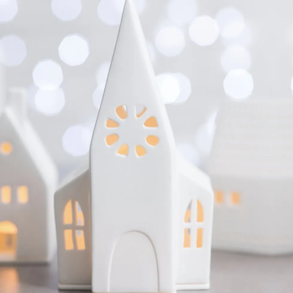 Räder Lichthaus Deko Porzellan weiß KIRCHE H 21 cm
