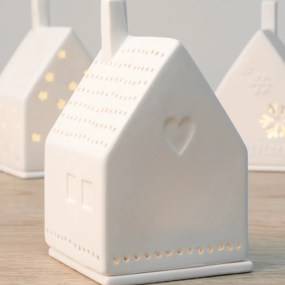 Räder Lichthaus mit Herz Porzellan weiß ZUHAUSE H 10 cm