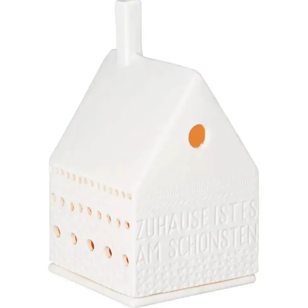 Räder Lichthaus mit Schornstein Porzellan weiß ZUHAUSE H 13 cm