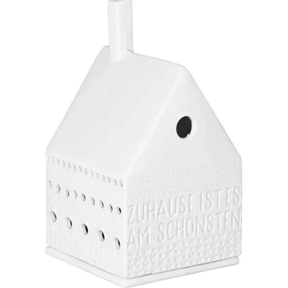 Räder Lichthaus mit Schornstein Porzellan weiß ZUHAUSE H 13 cm
