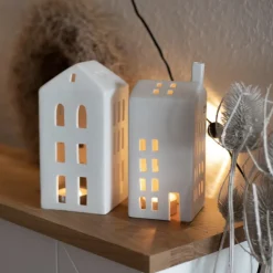 Räder Lichthaus Porzellan weiß KLEINE FENSTER ZUHAUSE H 17 cm