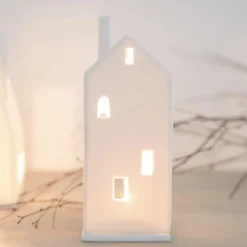 Räder Lichthaus Porzellan weiß GROSSE TÜR ZUHAUSE H 19 cm