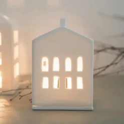 Räder Lichthaus Porzellan weiß RUNDE TÜR ZUHAUSE H 15 cm
