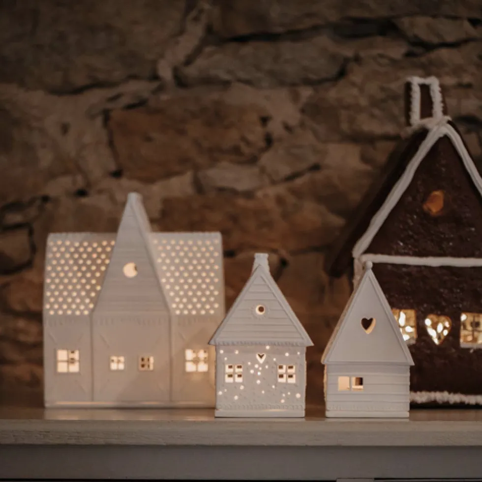 Räder Lichthaus Porzellan weiß Lebkuchenhaus Höhe 20 cm