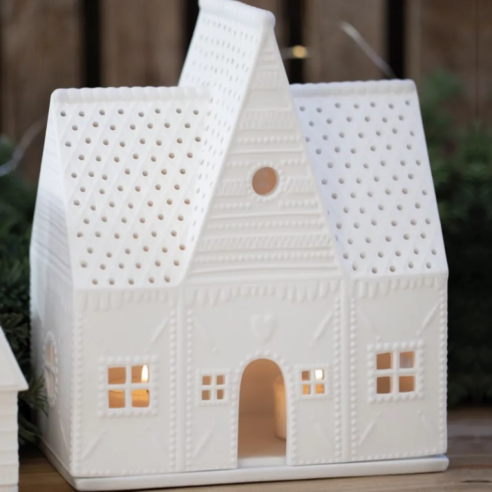 Räder Lichthaus Porzellan weiß Lebkuchenhaus Höhe 20 cm