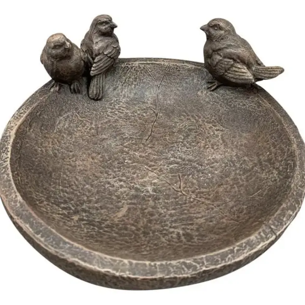 Romantische Vogeltränke rund Piepmatz – Wetterfeste Gartentränke aus Kunststein