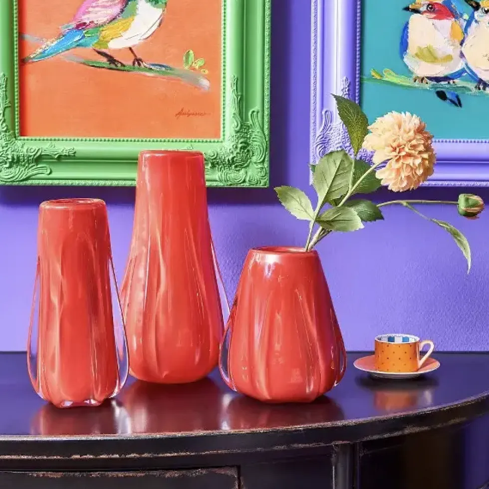 Rote Vase Stella Glas Werner Voß