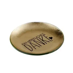 Schmuckschale Schmuckteller aus Glas Danke GiftCompany D 10 cm