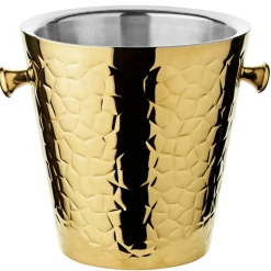 Sektkühler mit Ständer CAPRI Edzard Hochglanz goldfarben gehämmert Höhe 83 cm