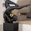 Skulptur Frau Gymnastics schwarz Höhe 25 cm
