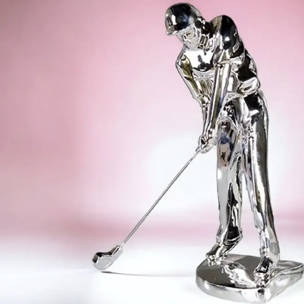 Skulptur Golfer silber Paul Höhe 23 cm
