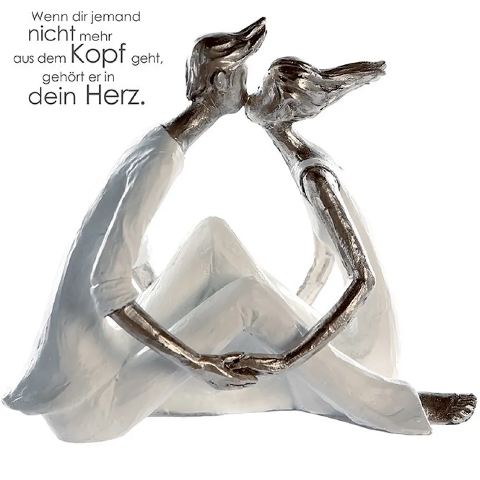 Skulptur Kiss Me weiß silber Casablanca Höhe 15 cm