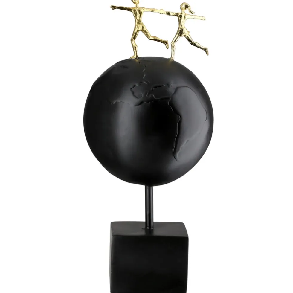 Skulptur schwarz gold Around the World H 33 cm