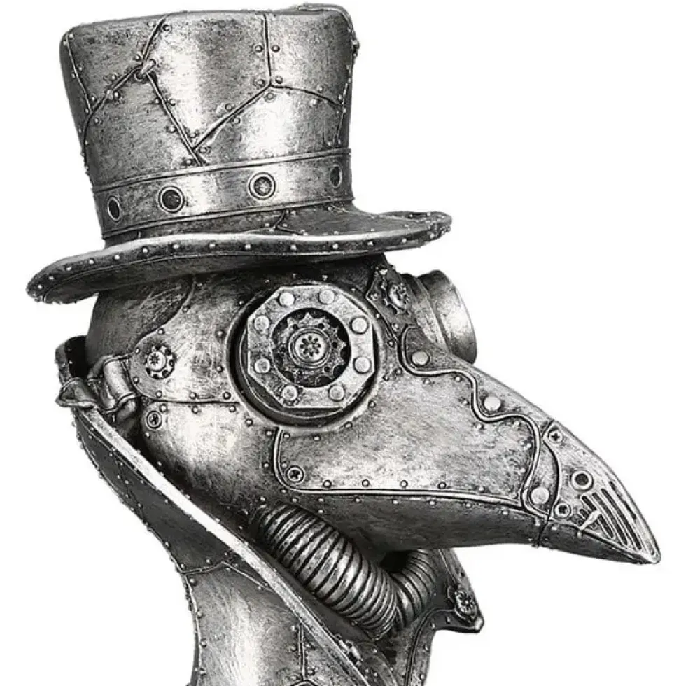 Skulptur Steampunk Deko Figur Crow silber Casablanca Höhe 23 cm