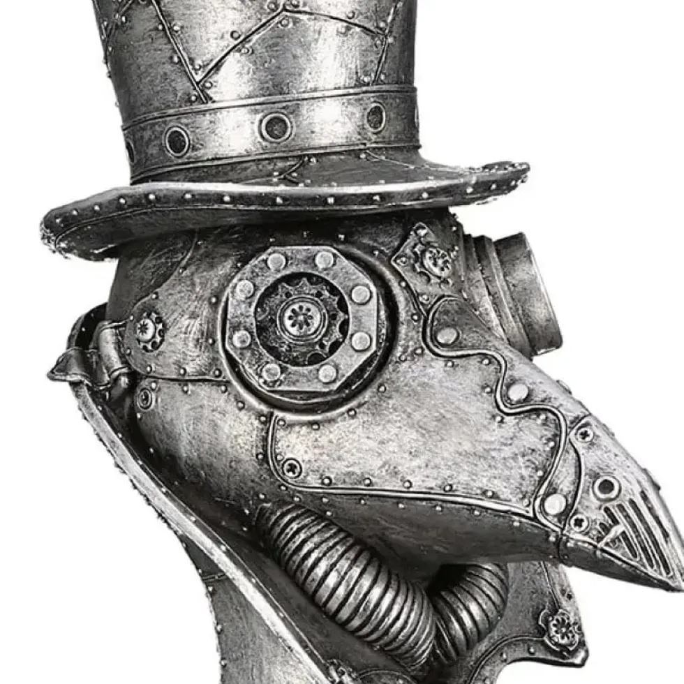 Skulptur Steampunk Deko Figur Crow silber Casablanca Höhe 23 cm