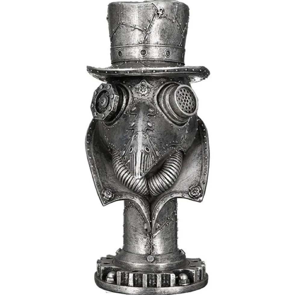 Skulptur Steampunk Deko Figur Crow silber Casablanca Höhe 23 cm