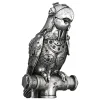 Skulptur Steampunk Deko Figur Parrot silber Höhe 30 cm