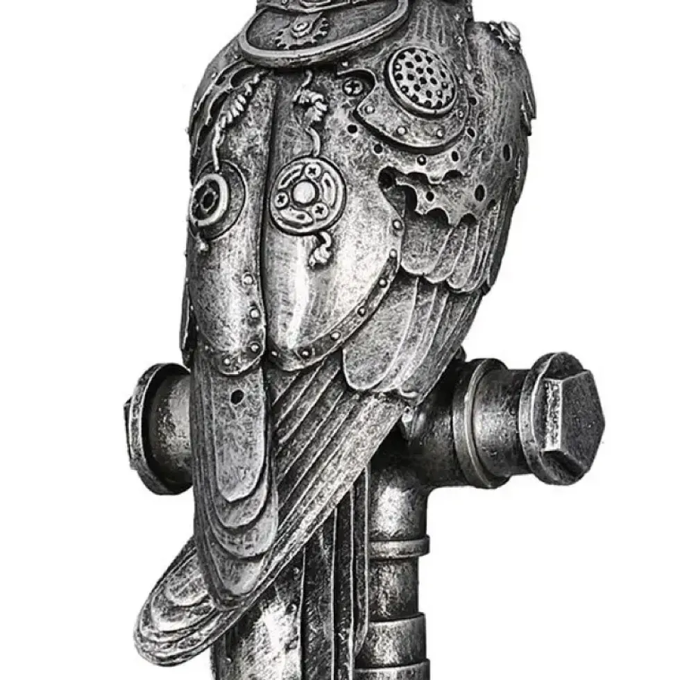 Skulptur Steampunk Deko Figur Parrot silber Höhe 30 cm