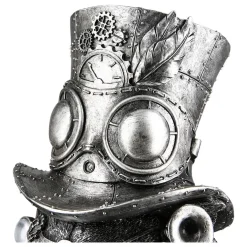 Skulptur Steampunk Deko Figur Tomcat silber Höhe 24 cm
