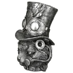 Skulptur Steampunk Deko Figur Tomcat silber Höhe 24 cm
