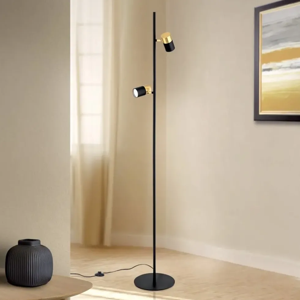 Stehlampe schwarz gold KIRA Höhe 161 cm