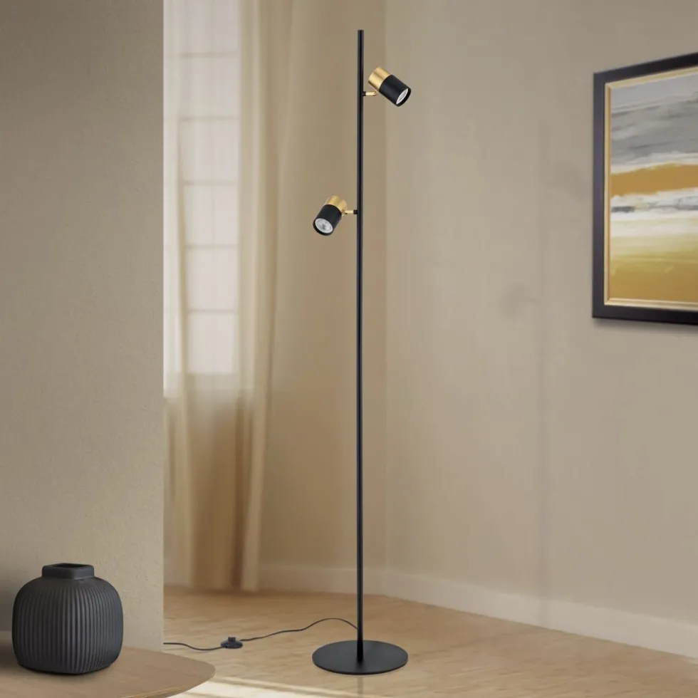 Stehlampe schwarz gold KIRA Höhe 161 cm