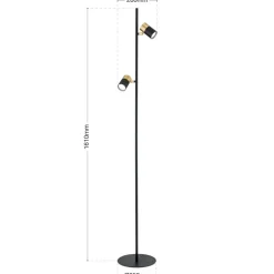 Stehlampe schwarz gold KIRA Höhe 161 cm
