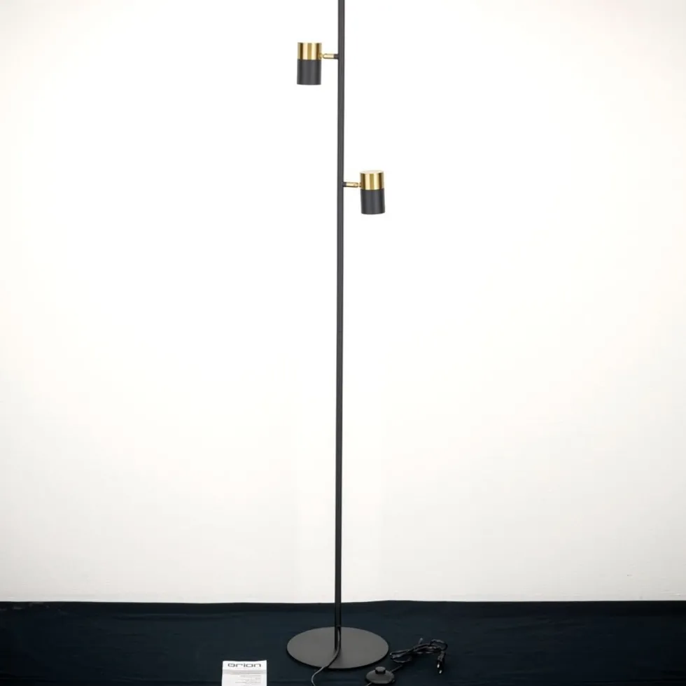 Stehlampe schwarz gold KIRA Höhe 161 cm