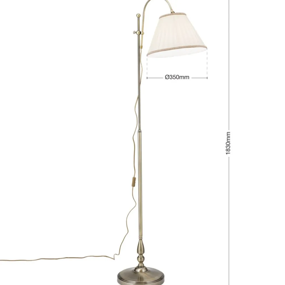 Stehlampe Thalea messing antik Höhe 183 cm