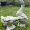 Steinfiguren groß Gartendeko GÄNSEPAAR