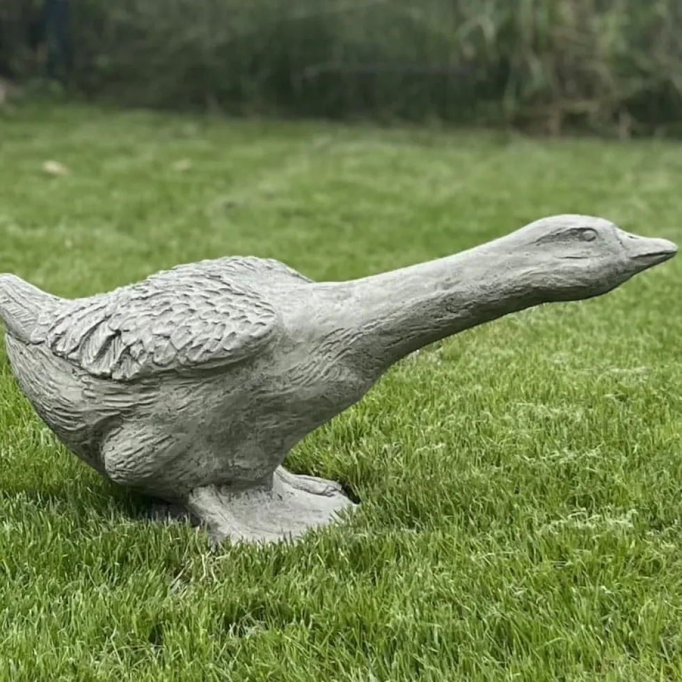 Steinfiguren groß Gartendeko GÄNSEPAAR