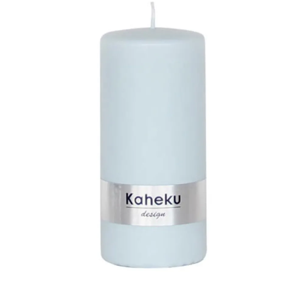 Stumpenkerze blau 4er Set Powder Kaheku eisblau 7×15 cm