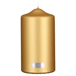 Stumpenkerze 2er Set gold metallic 15×8 cm